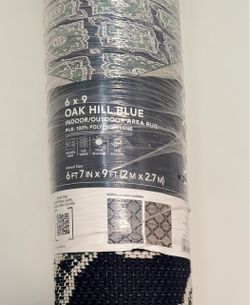 NEW 6x9 Oak Hill Blue Indoor/Outdoor Rug - Sealed - 2 Available