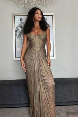 Gold Pleated Corset Maxi Gown