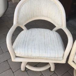 4 Pencil Reed Chairs On Casters 