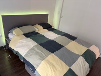 Queen Bed Frame with 2 Storage Drawers – Like New