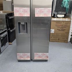 Brand new Samsung side by side stainless steel refrigerator 
