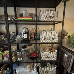 Large Storage Black Mirror Bottoms Shelf Unit 