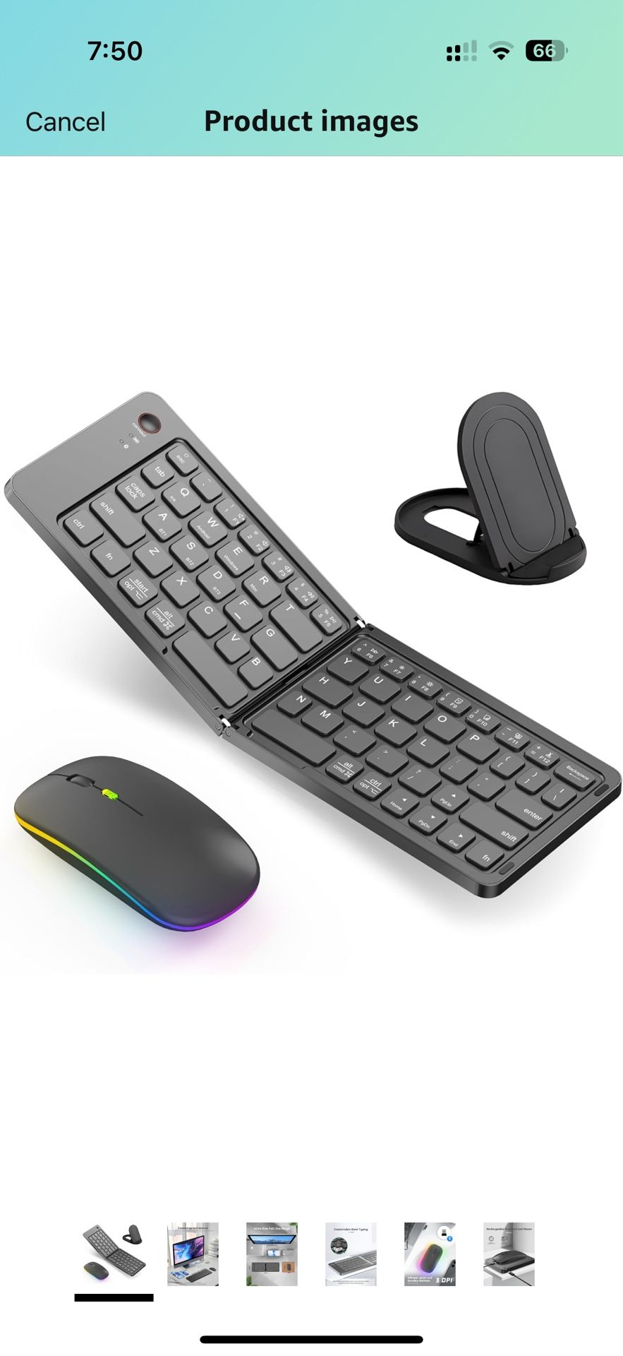 Wireless Bluetooth Keyboard & Mouse Combo, Foldable Mini Portable Typepad for iPad, iPhone, Tablet,Folding Rechargeable & Compatible with iOS, Windows