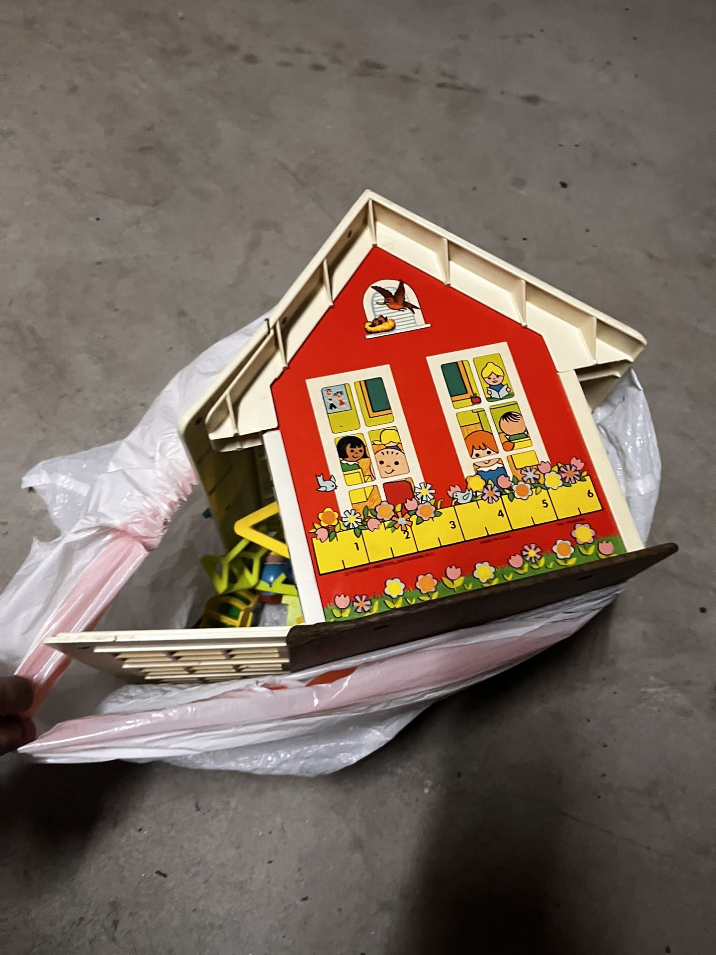 Antique Fisher Price School House Toy Set