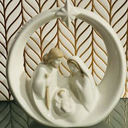 Christian Book Holy Family Porcelain Nativity Display Statue Figurine
