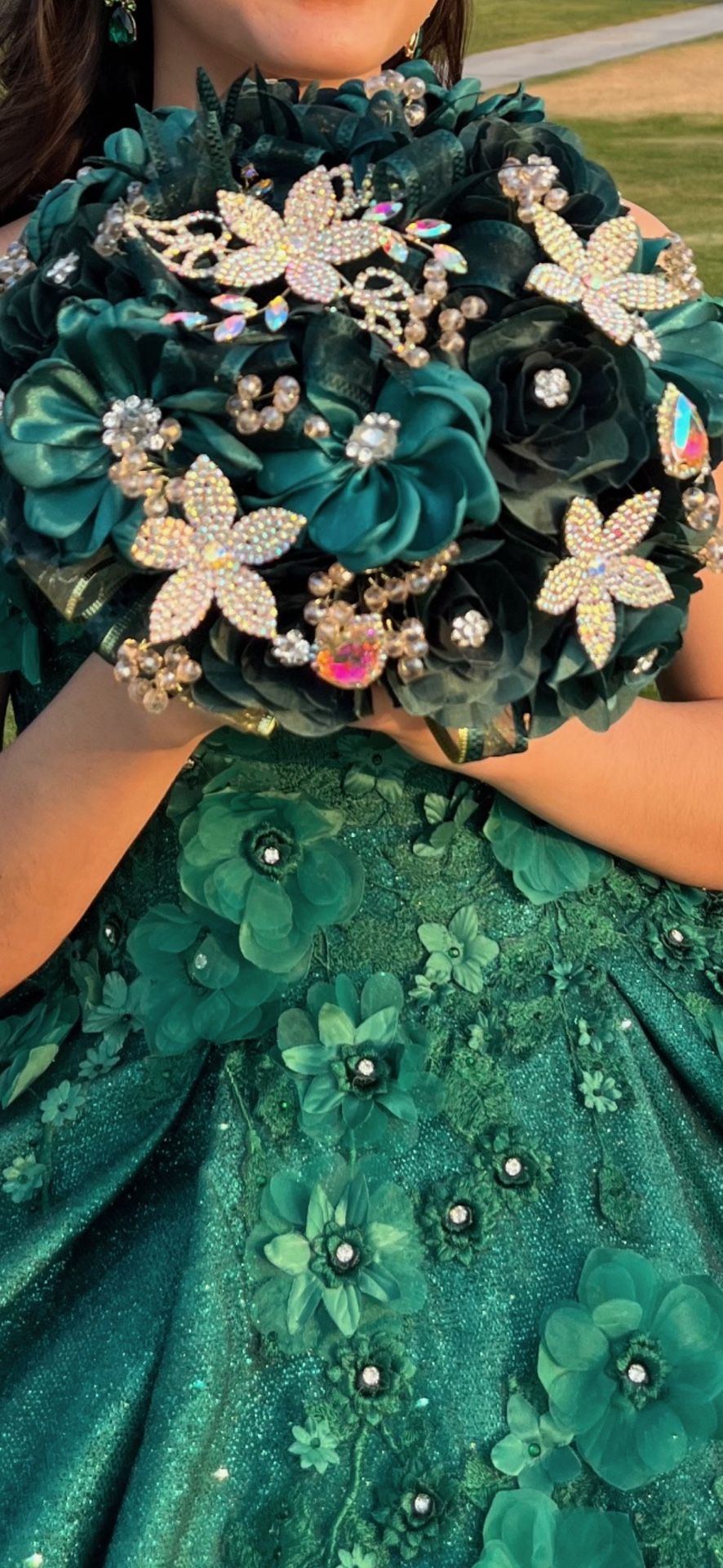 Quinceanera dress and Bouquet 