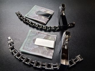 Men's Money Clips and Chain Bracelets Set