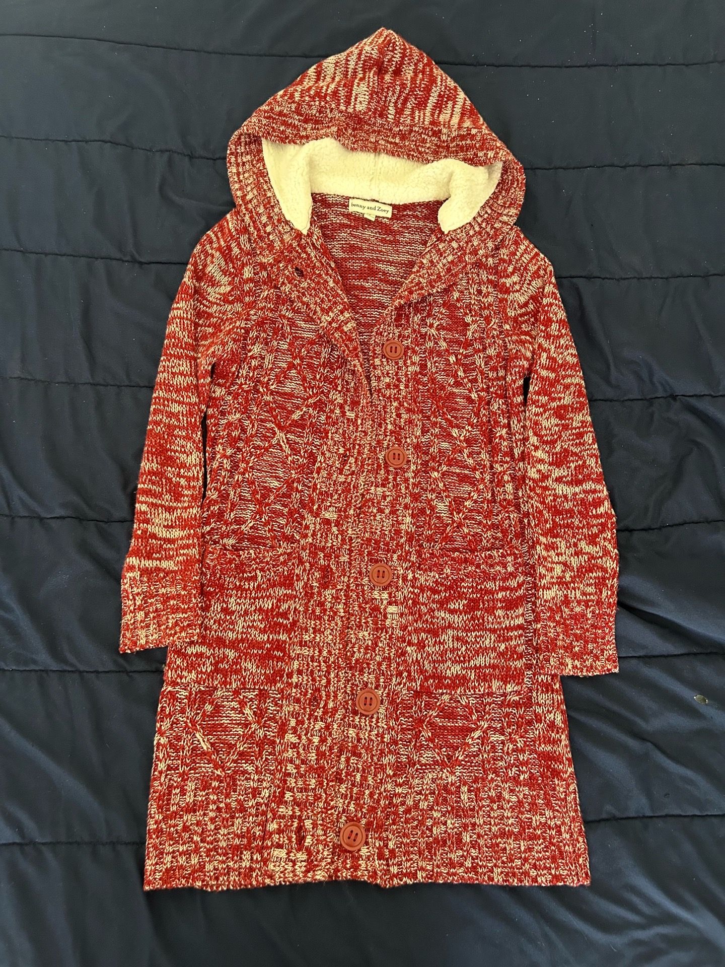 Red cardigan