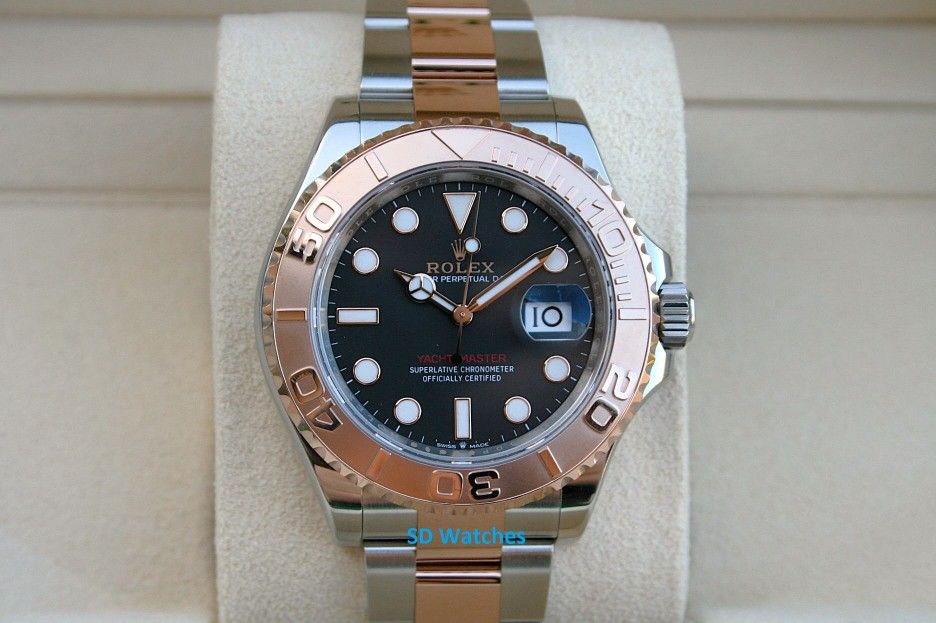 ROLEX 126621 YACHTMASTER WATCH 18K/SS BLACK DIAL T6909