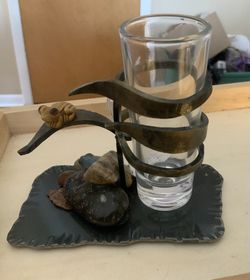 Metal And Stone Bamboo Vase 