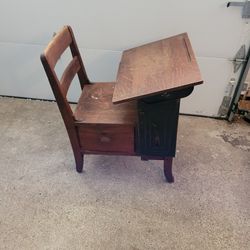Vintage early 1900s Moulthrop Wooden & Black Iron Adjustable Child School Desk