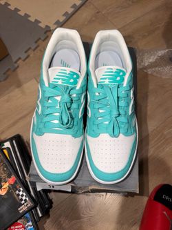 New Balance 480 Low Sneakers White Teal 8.5