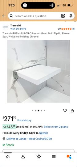 Samuel Mueller Penelope Padded Flip-Up Shower Seat White 15x13.5