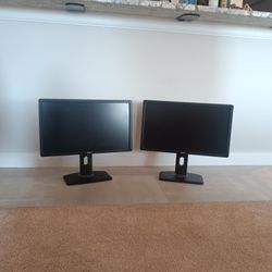 dual monitor 23 inch dell widescreen monitors 23" wide screen computer desktop moniter pc computers desktops pcs