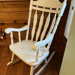 Solid Rustic White Rocking Chair