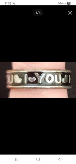 I Love You Band Ring Silver and Black