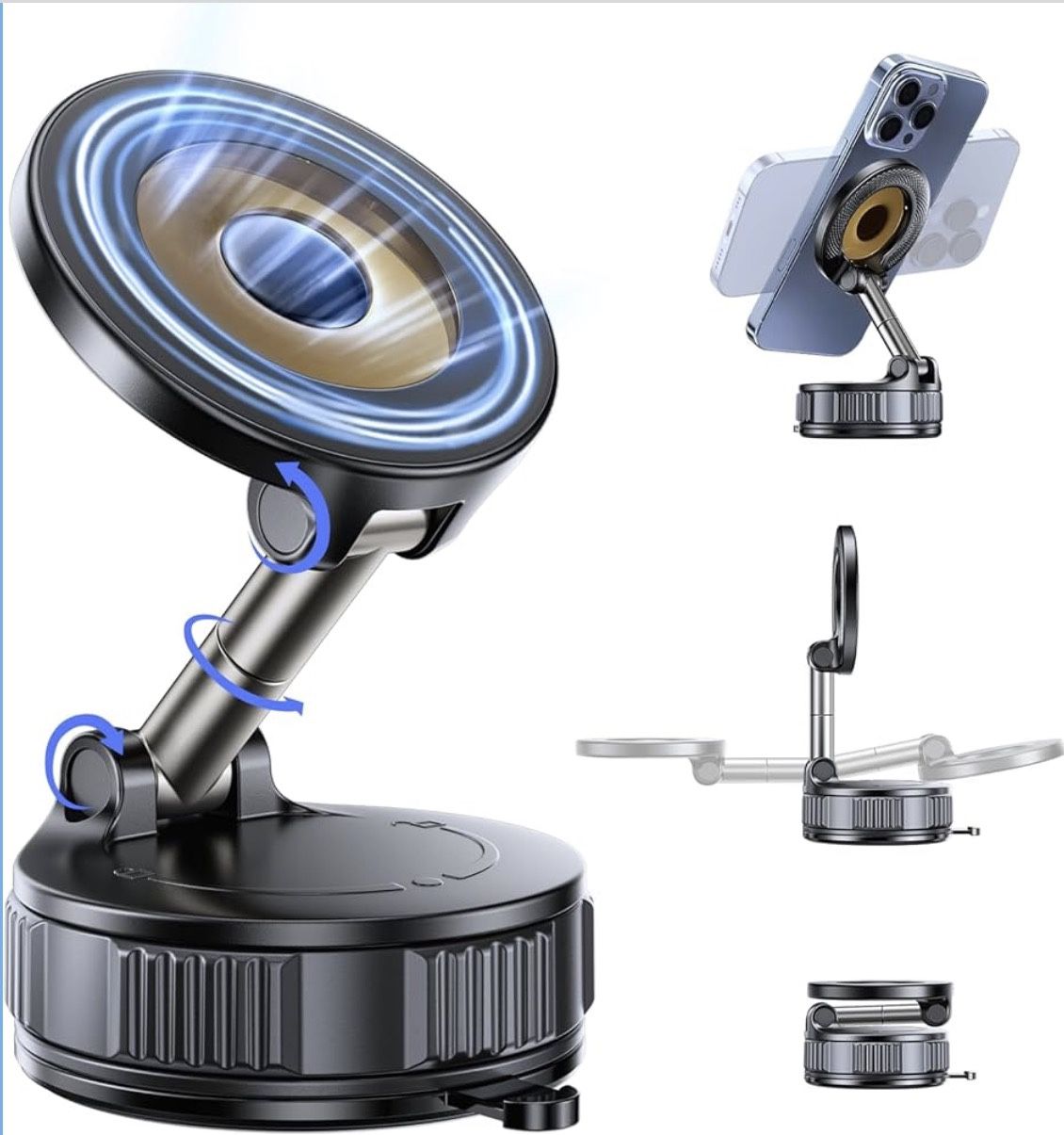 Vacuum Magnetic Phone Holder - Car [120+LBS Strongest Suction & 3200gf Magnetic]