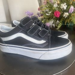 Mens VANS Off The Wall Shoes Size 3.5 Black And White Velco