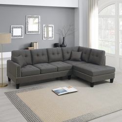 Brand New Dark Coffe Sectional Sofa (Pillows Included)