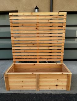 Handmade Cedar Privacy Screen Planter Box | 5' x 6' Modern Trellis