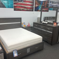 Beautiful Grey 5pc Bedroom Set Available In White & Black