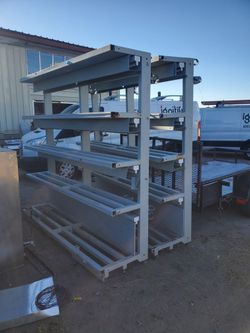Metal racks with lights