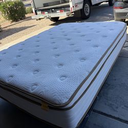 Full bed and frame frame has lights and power plug in