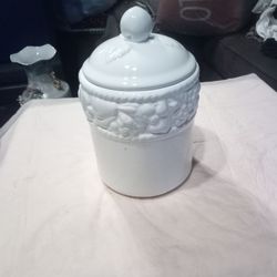 White ceramic canister.