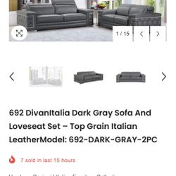 Dark Graye Italian-made sofa and loveseat set