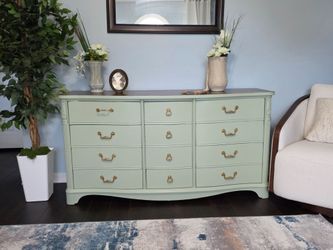 Vintage 1976 Dixie Furniture 12-Drawer Dresser / Sideboard | Refinished in SW Clary Sage