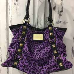 Betsyville By Betsy Johnson Purple Leopard Print Studded Purse
