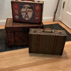 Small Chest And Decorative Suitcase