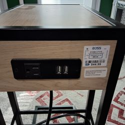 stand with usb ports and 110 electric socket.