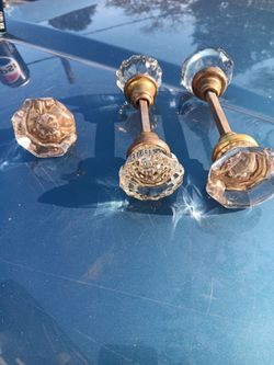 Antique Glass Door Knobs with Brass Hardware