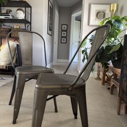 Modern Metal Farmhouse Bistro Cafe Dining Or Kid’s Room  Office Chairs Distressed