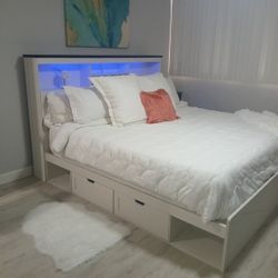 New King Pedestal Bed Frame With Storage and Matching Dresser!