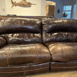 Dark brown leather Reclining sofa