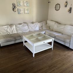 Natuzzi Leather Sectional And IKEA Coffee Table Free