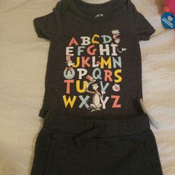 Dr Seuss Alphabet Onesie And Gray Sweats