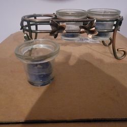 Copper Holder With Clear Inserts For Candles