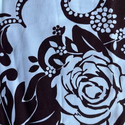 Beautiful Light Blue Green with Dark Brown Art Flower Demin Type Fabric 15"x55"