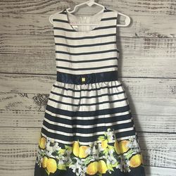 Jessica Ann Blue and White Sundress with lemons size 6