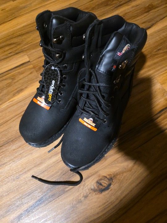 Brahma  Bravo II Black Leather Steel Toe Work Boots Sizes  8.5 New