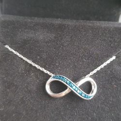 Blue Diamond Sterling Silver Necklace 