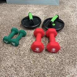 Hand Weights And Push Up Disks 