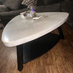 Coffee Table - Marble Triangular Center Table - White 