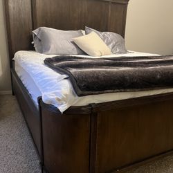 Antique Hardwood King Bed Frame 