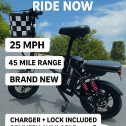 ⚡ Brand New Folding Electric Bike – 25 MPH, 45 Mile Range, Charger + Lock – Delivery Available