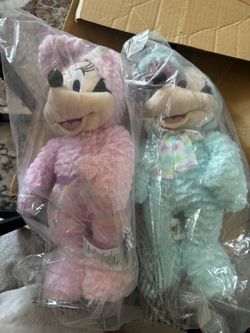 Disney 2022 Authentic Mickey & Minnie Mouse Plush Easter Bunny 17'' NWT