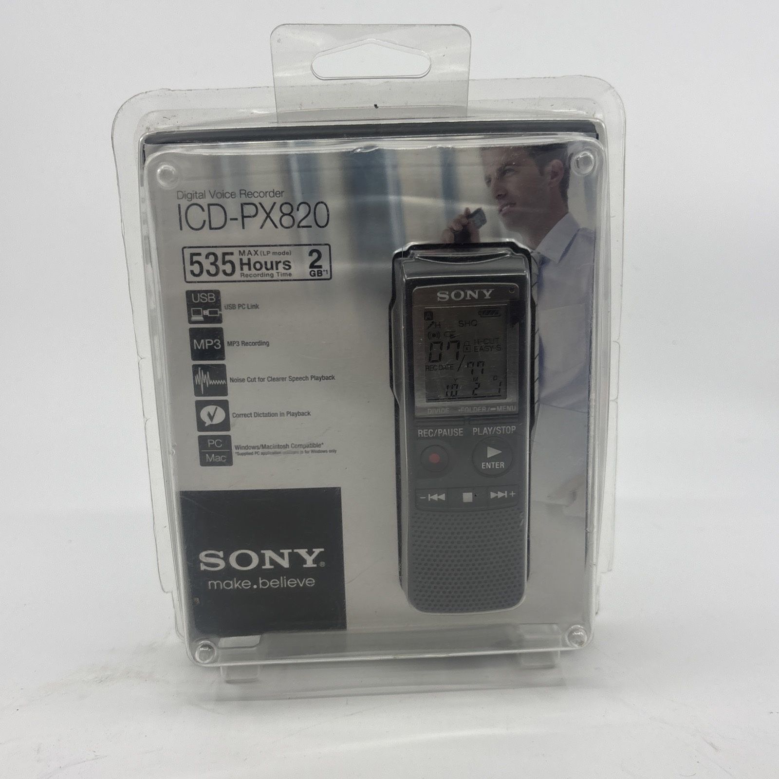 Sony ICD-PX820 (2GB, 535.5 Hours) Handheld Digital Voice Recorder ICD-PX820D NEW